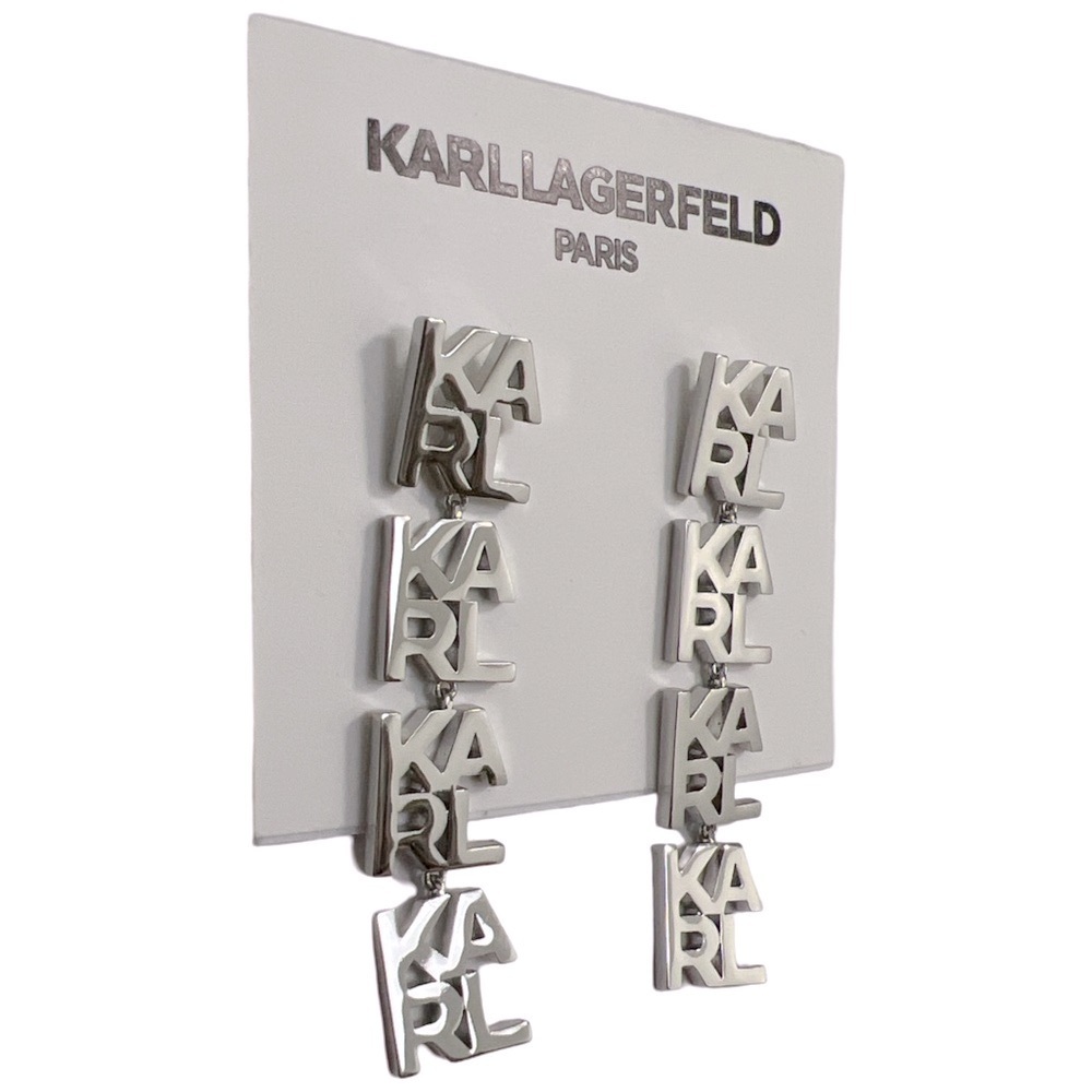 KARL LAGERFELD • Silver Drop Long Earrings - Picture 3 of 4